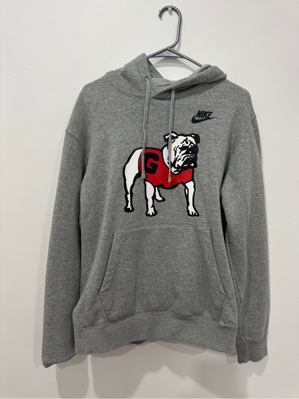 Nike Gray Hoodie with Red Bulldog Graphic
